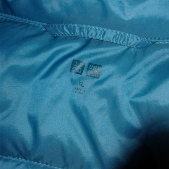 UNIQLO ULTRA LIGHT DOWN turquoise shiny blue packable puffer jacket men's XL - Picture 5 of 5